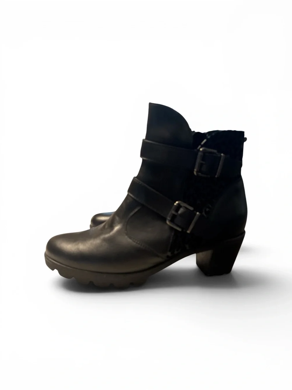 Women's Black Buckle Strap Ankle Booties size 7